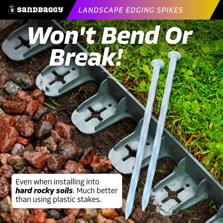 6 inch Galvanized Landscape Edging Spikes - 7 Gauge Steel – Sandbaggy