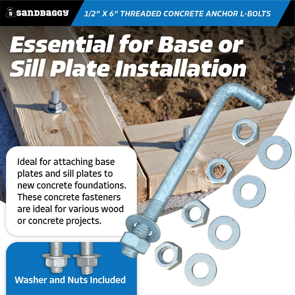 1/2" x 6" concrete anchor bolts - sill and base plate installation