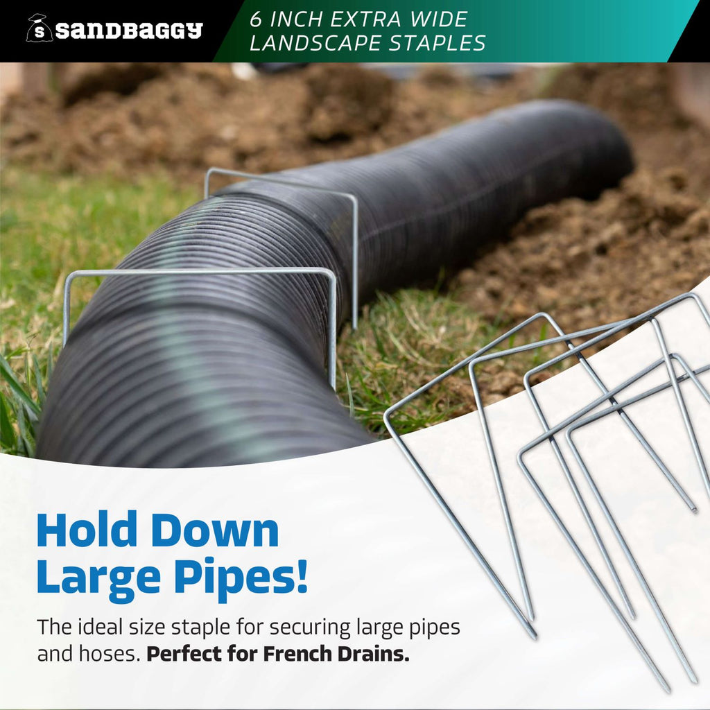 6" Wide x 8" Long Landscape Staples for Pipes