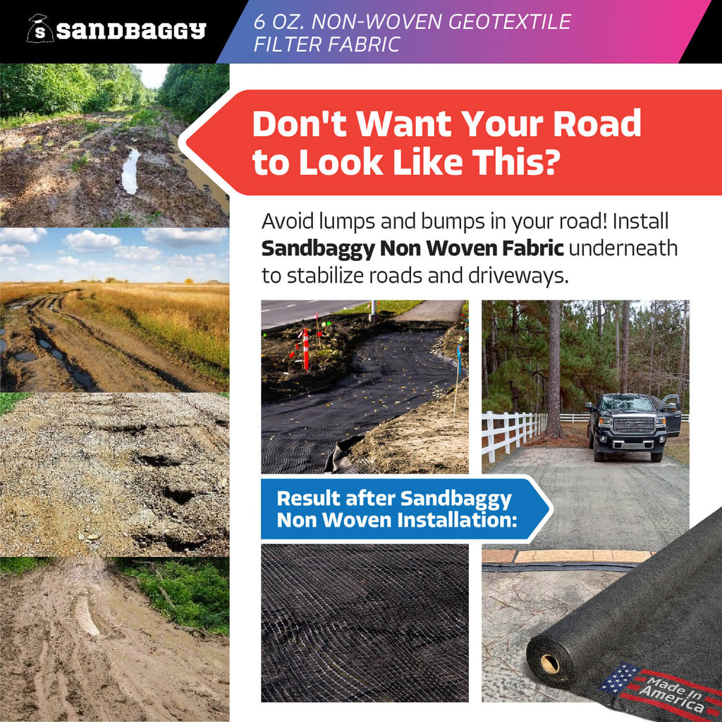 6 oz non woven geotextile fabric road stabilization