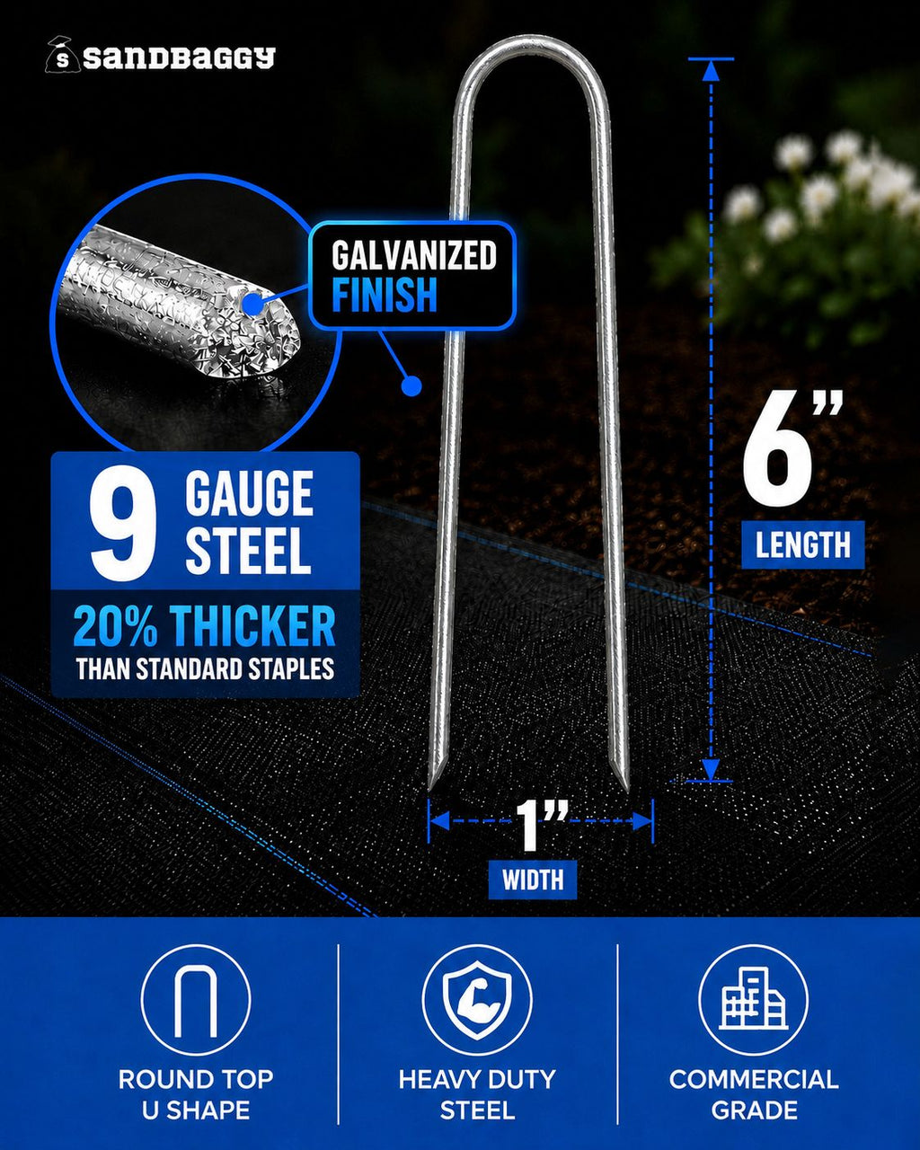 6-inch galvanized staples - 9 gauge 
