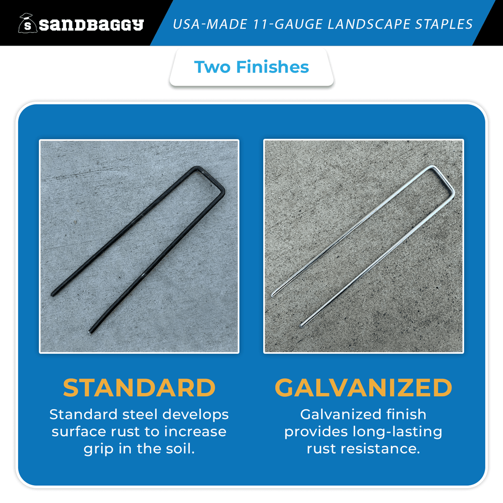 galvanized  and standard landscape staples options
