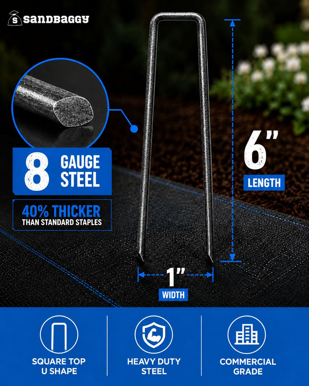 8 gauge landscape staples - 40% thicker 