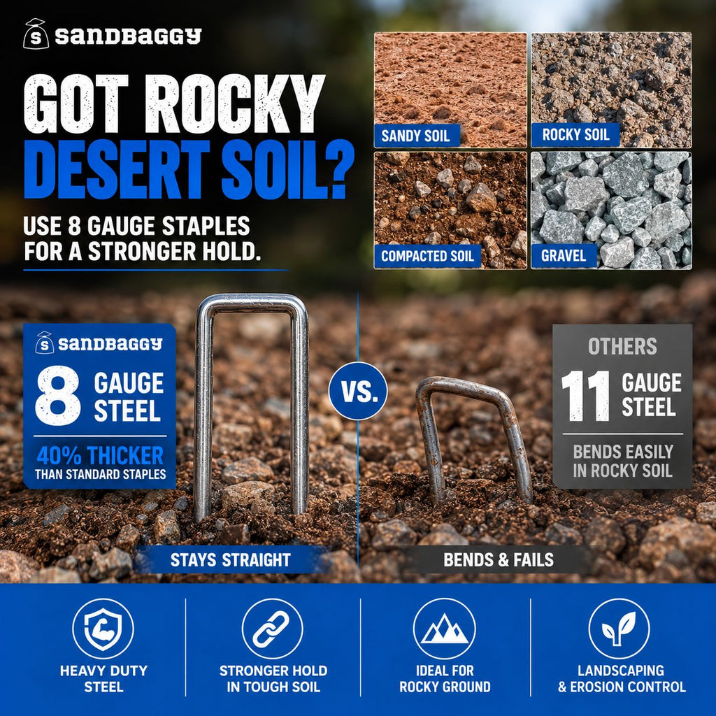 8 gauge landscape staples - for rocky soil 
