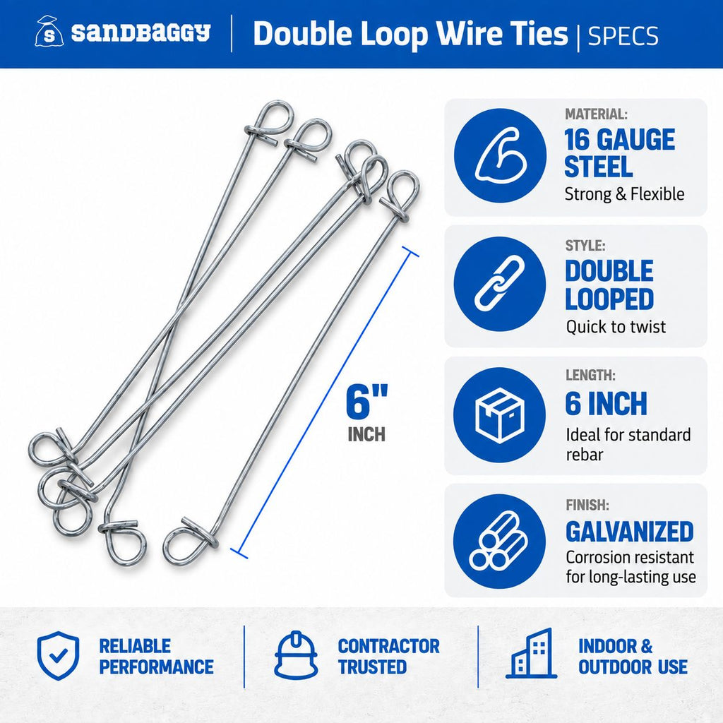 6-inch galvanized rebar ties with 16-gauge steel construction