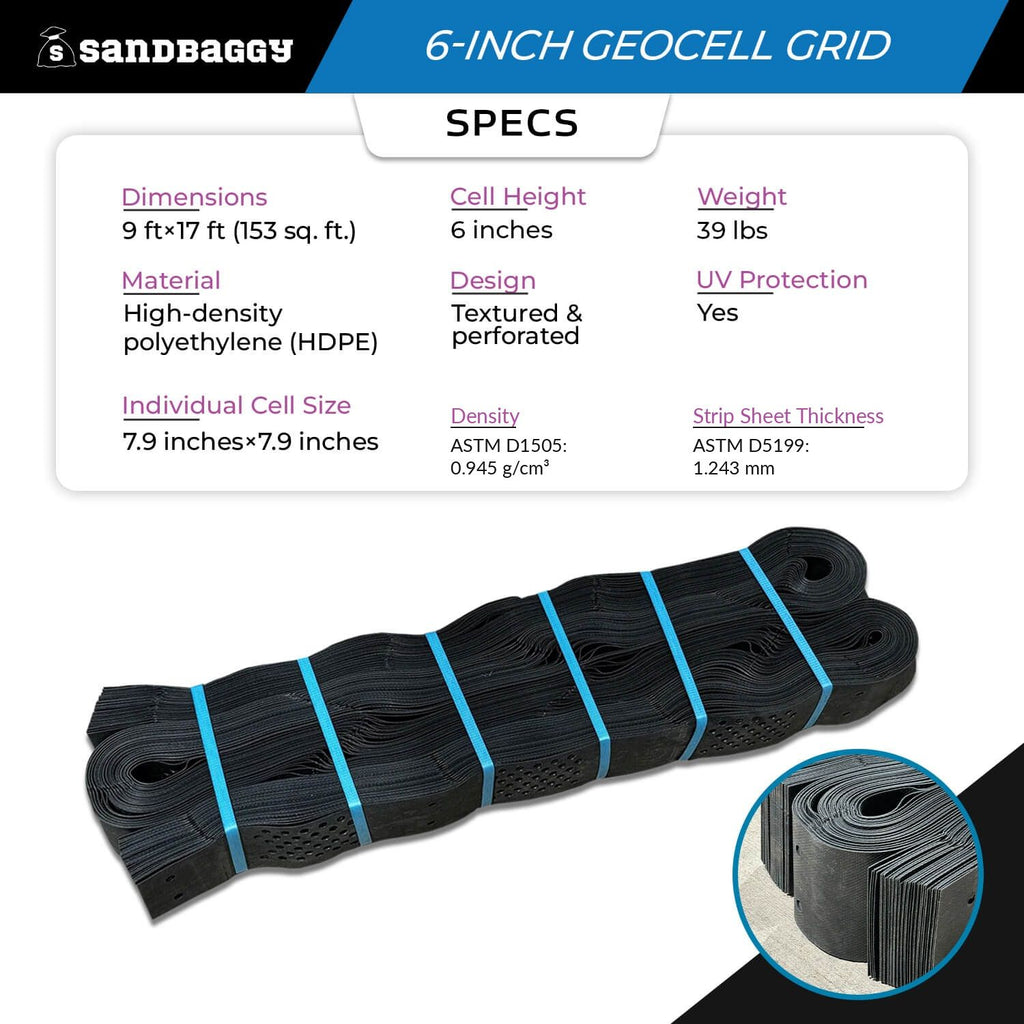 6-Inch Geocell Gravel Grid | Heavy-Duty Ground Grid Paver System (9 ft x 17 ft)