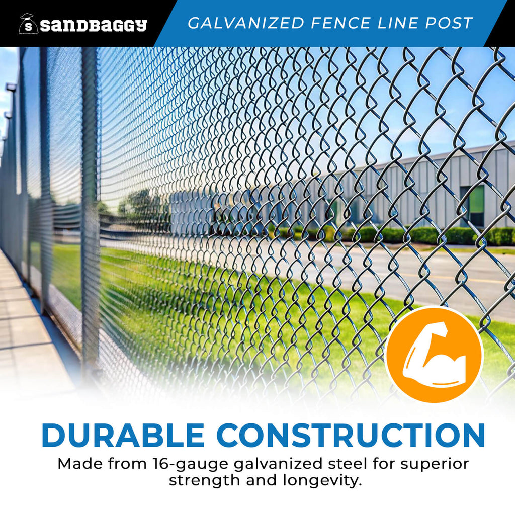 1-5/8" x 6 ft Galvanized Chain Link Fence Line Post - heavy duty