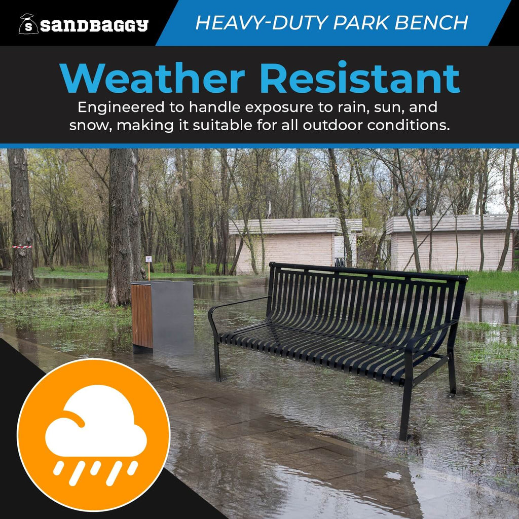 Heavy-Duty 6 ft Commercial Park Bench – Powder-Coated Metal