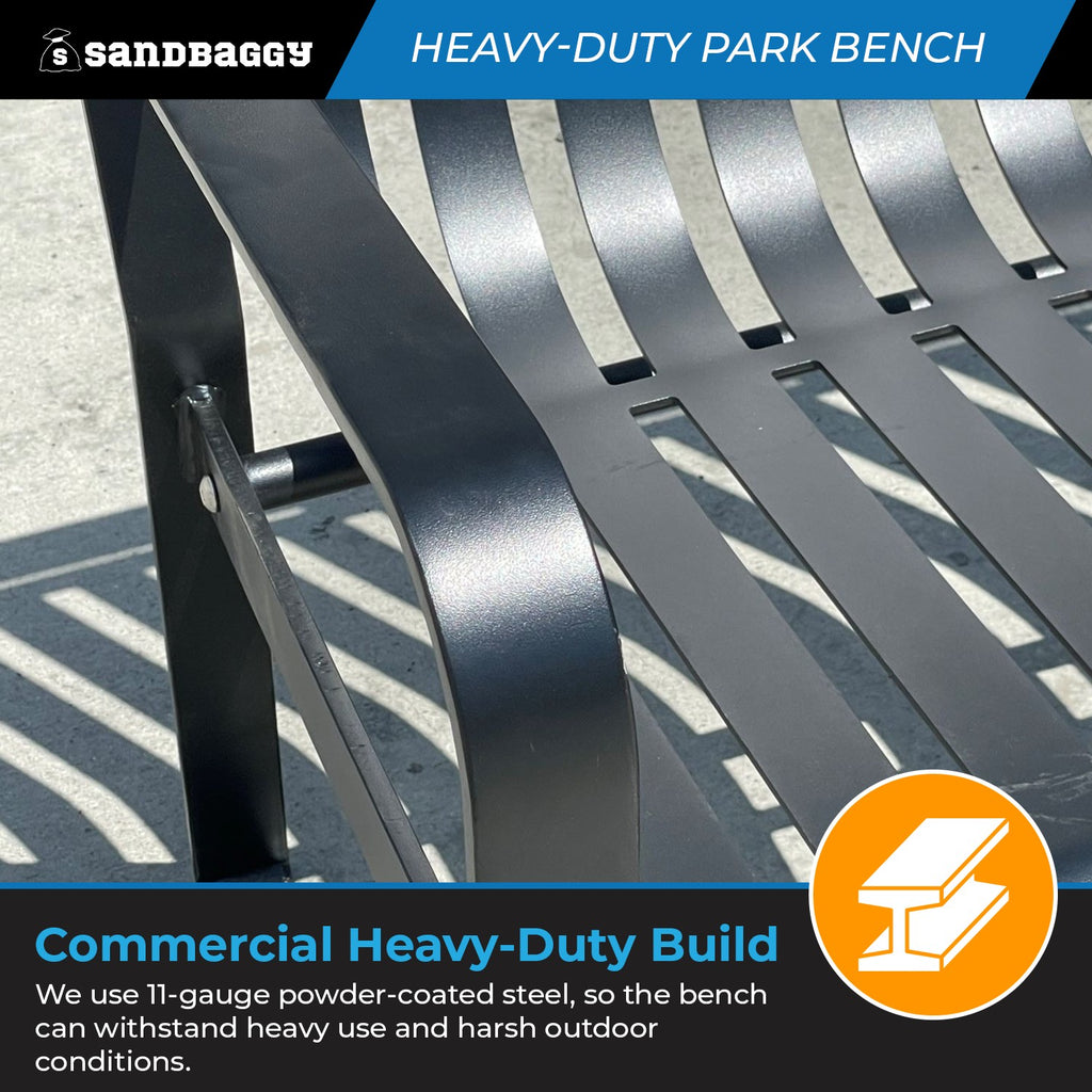 Heavy-Duty 6 ft Commercial Park Bench – Powder-Coated Metal