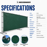 6ft x 50ft Green Privacy Screen
