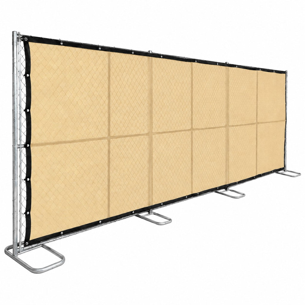Chain Link Fence Privacy Screen - 6ft x 50ft UV Resistant HDPE (Beige)