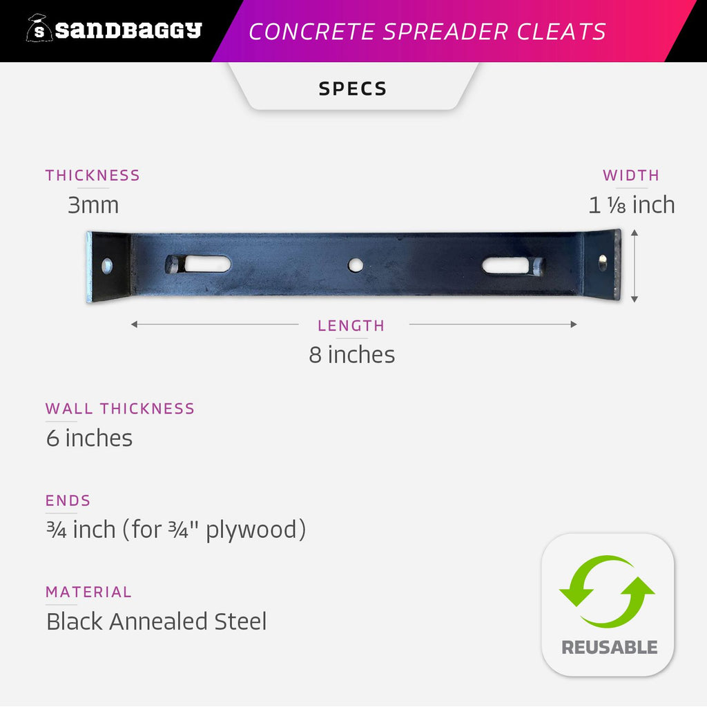 6" x 3/4" Concrete Spreader Cleats specifications