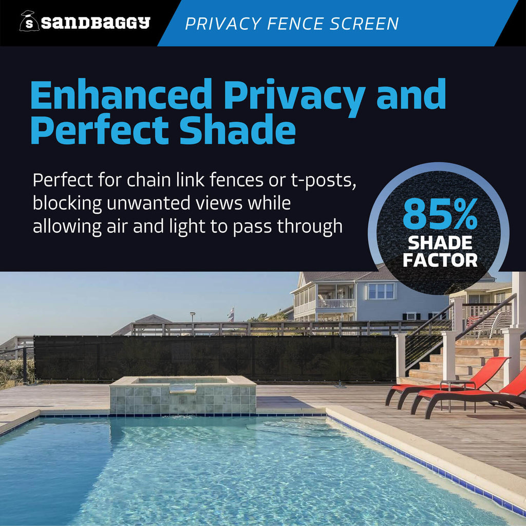 Chain Link Fence Privacy Screen - 6ft x 12ft UV Resistant HDPE