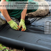 2 in. Wide 8 in. Long Landscape Staples (2X Wider, 25% Thicker) - 8 Gauge Galvanized Steel
