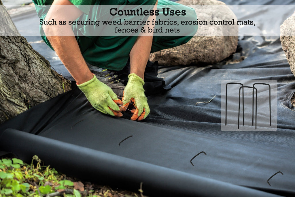 2 in. Wide 8 in. Long Landscape Staples (2X Wider, 25% Thicker) - 8 Gauge Galvanized Steel