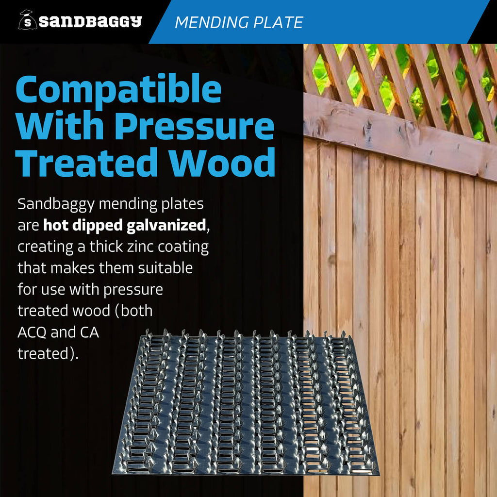 6" x 6" Steel Mending Plate For Wood (Hot Dipped Galvanized)