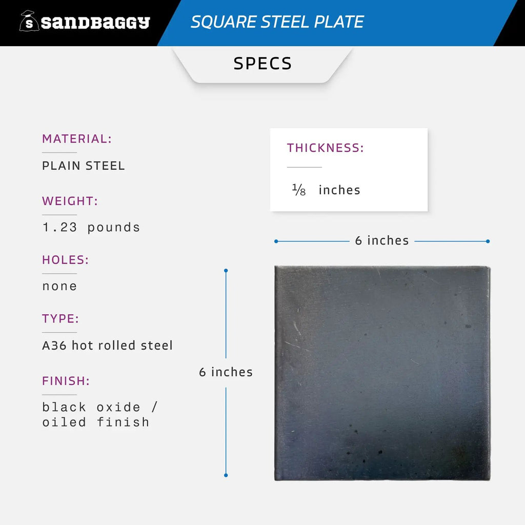 6" x 6" x 1/8" square steel plate - specs