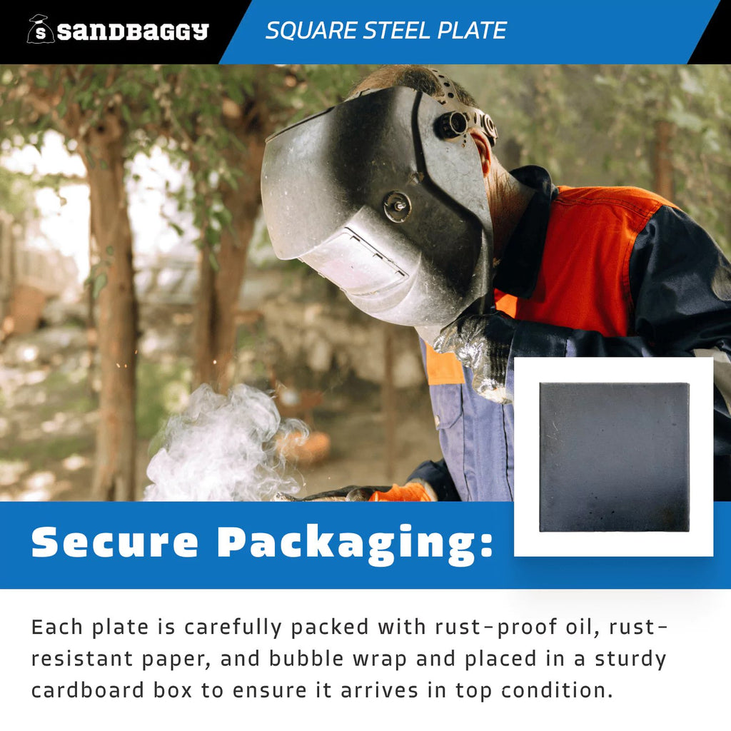 6" x 6" x 1/8" square steel plate - secure packaging