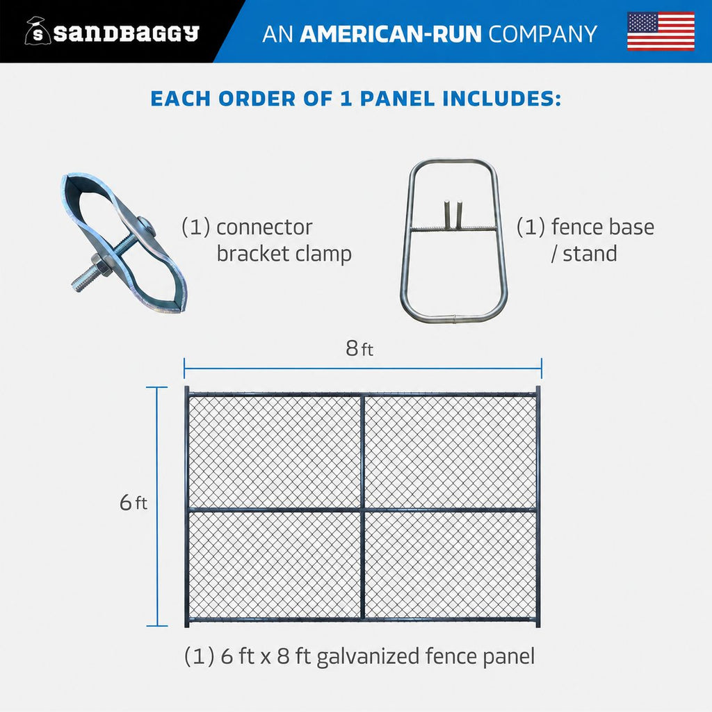 6 ft x 8 ft Temporary Chain Link Fence Panel Kit