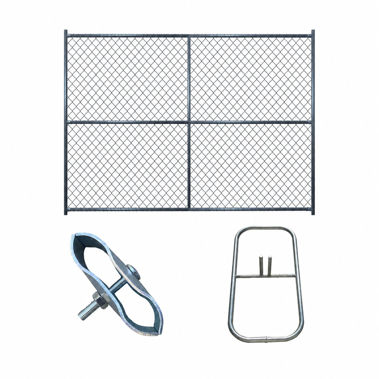 6 ft x 12 ft Chain Link Fence Panel Kit | Base + Bracket Included