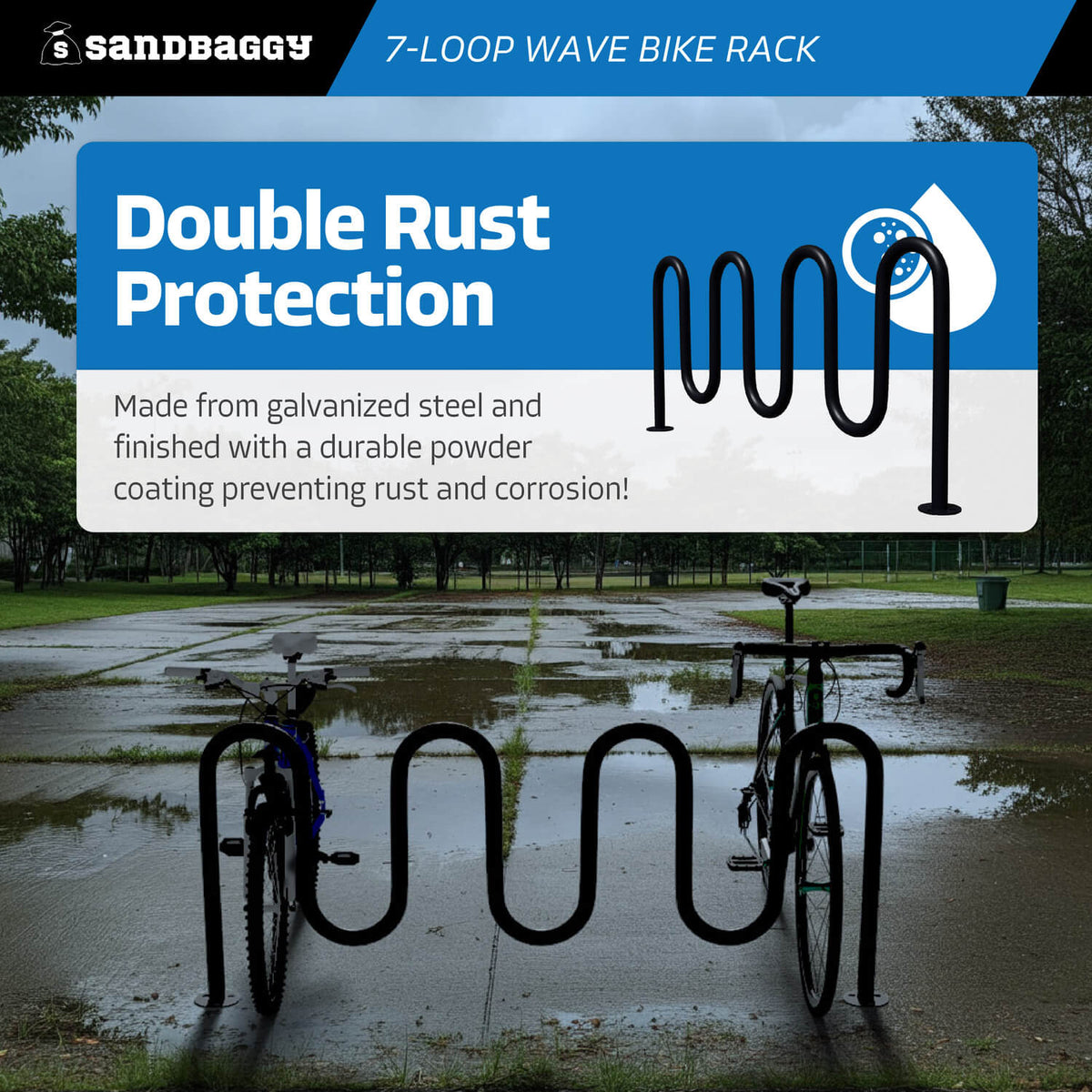 Rectangular Bike Rack In-ground Bicycle Parking Rack For Businesses Sandbaggy Commercial Bike ...