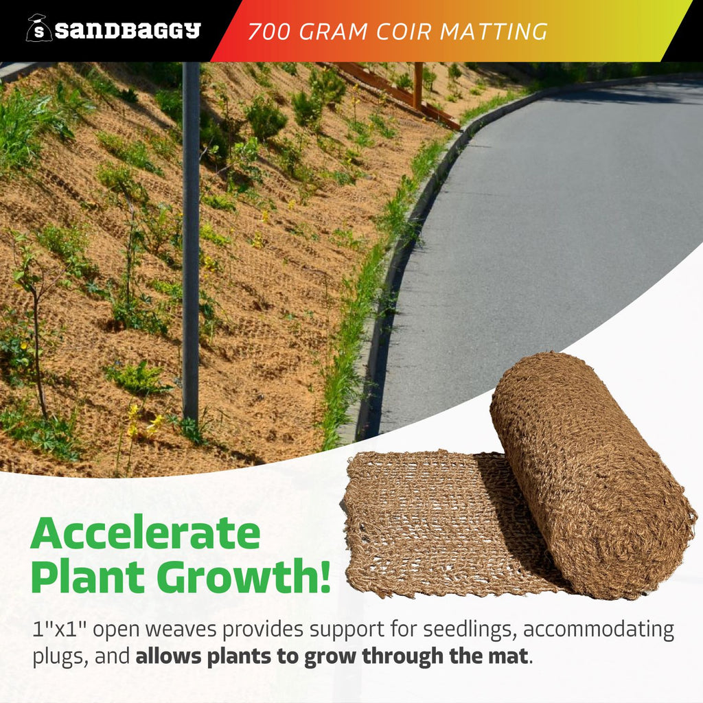 coir mat 700 gsm for plant growth - 1"x1" open weaves