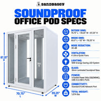 70 x 60 x 90 office phone booth dimensions and interior workspace