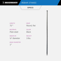 72" rebar stakes with nail head