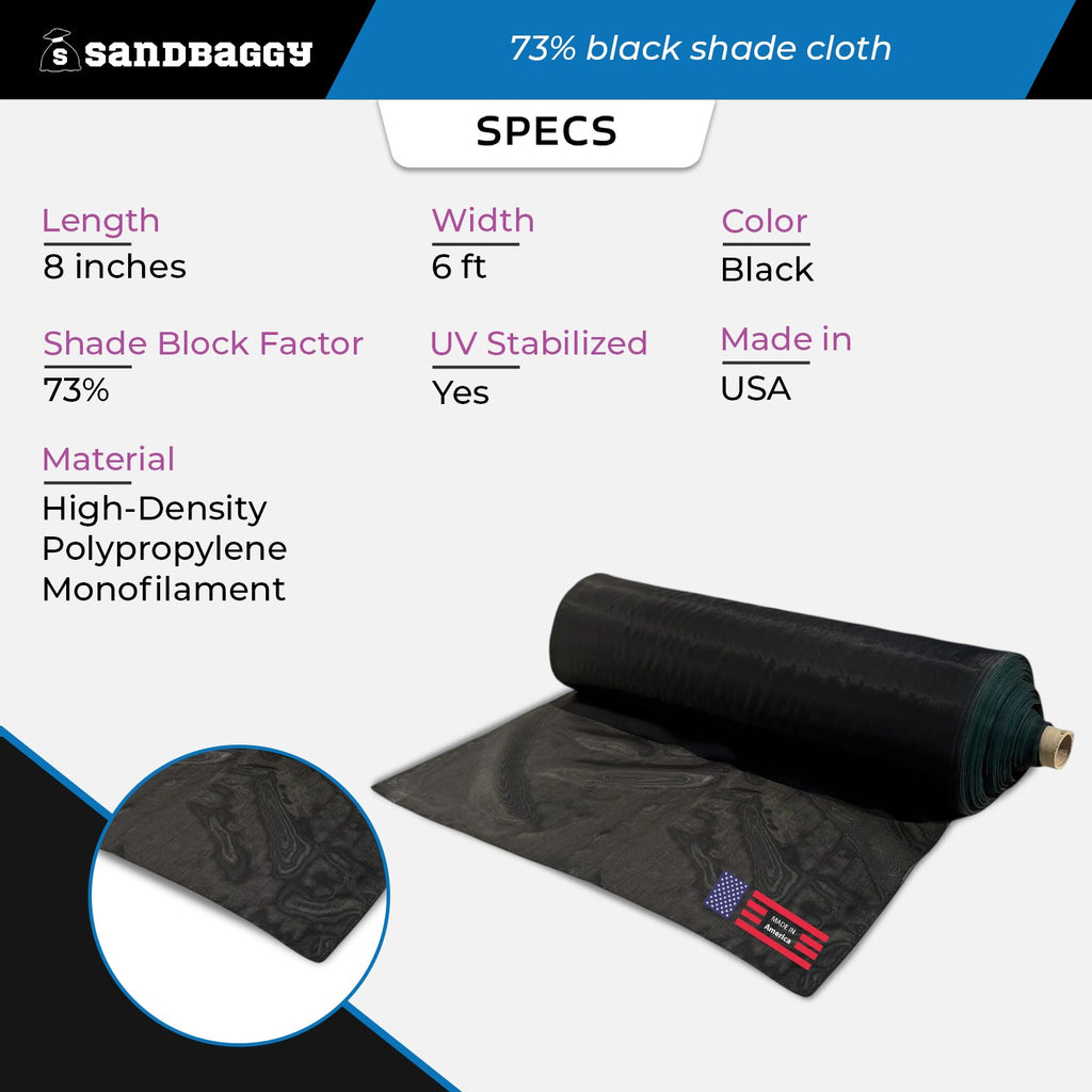 6 ft Wide Black 73% Shade Cloth Roll – Greenhouses, Nurseries & Livestock (USA Made)