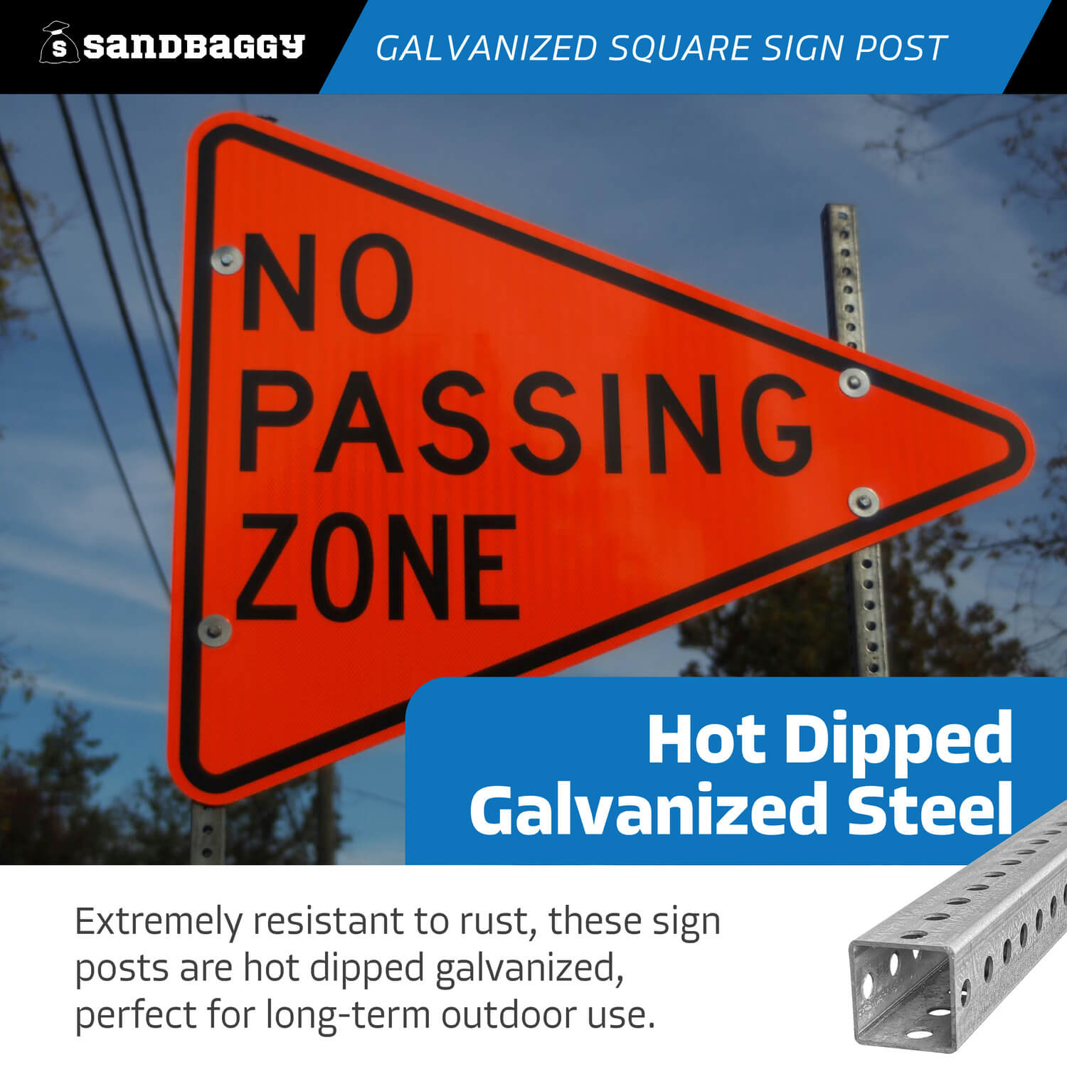 Metal Sign Post Square