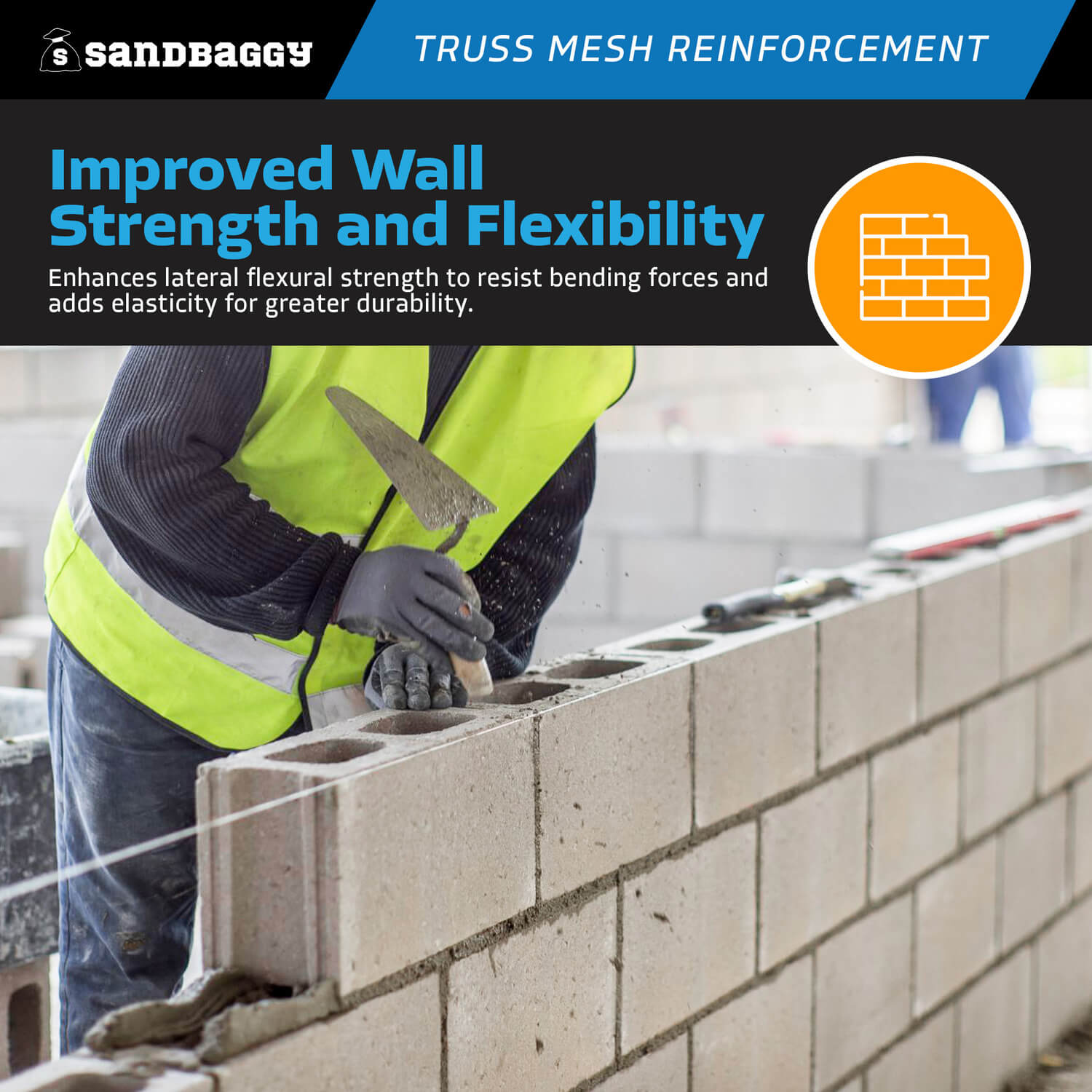 8 ft Truss Mesh Reinforcement - Concrete Block Wire Mesh – Sandbaggy