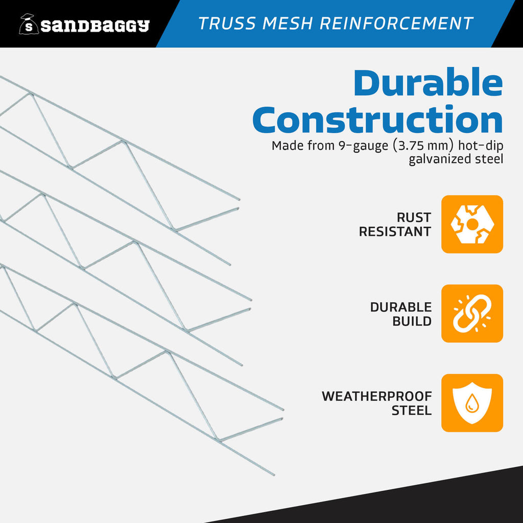 8 ft truss mesh reinforcement - 9 gauge steel