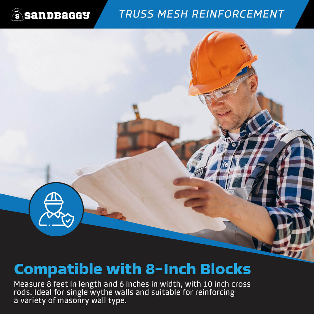 8 ft truss mesh reinforcement - 8-inch blocks