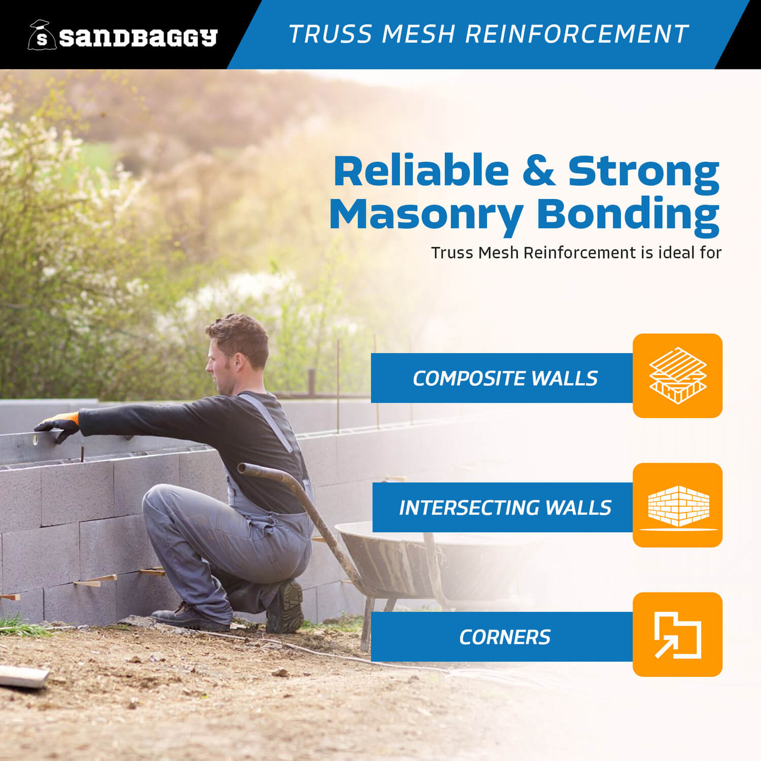 8 ft Truss Mesh Reinforcement - Concrete Block Wire Mesh – Sandbaggy