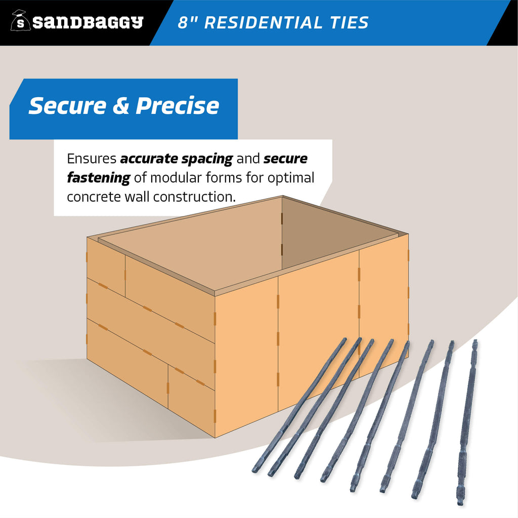 8" Bent Residential Wall Ties (1-1/8" Plywood Forms)