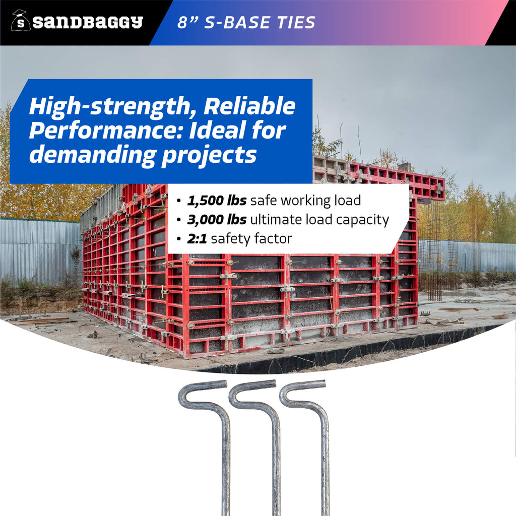 8 inch S-Base Ties for construction