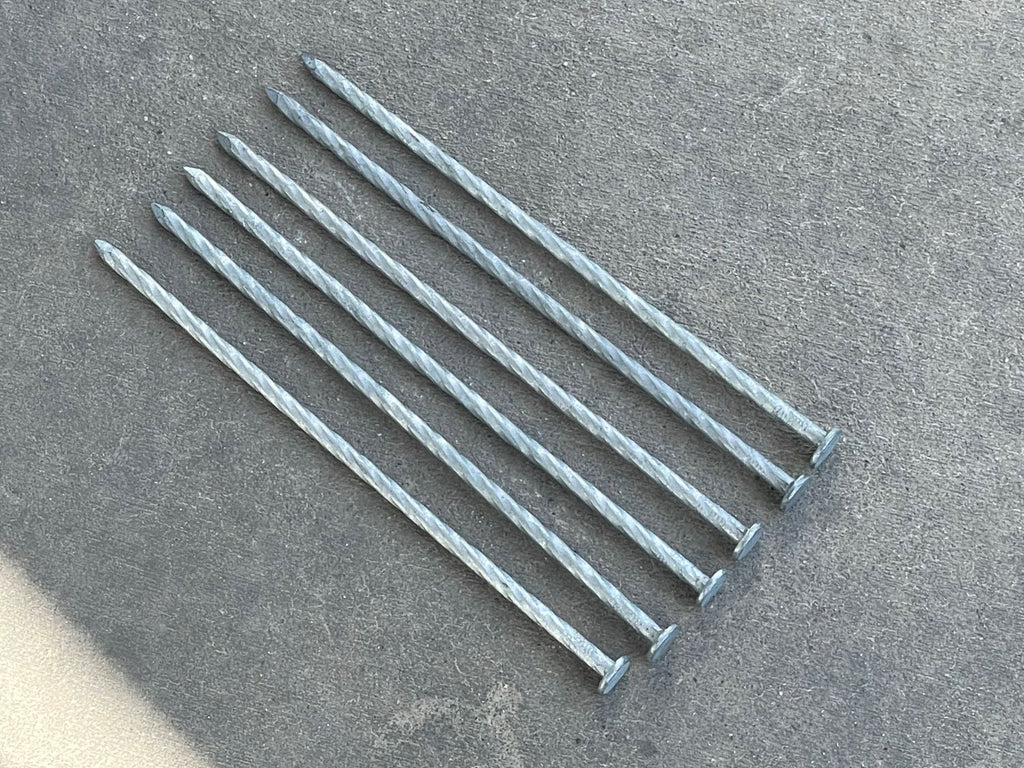 8" Spiral Landscape Timber Spikes - Galvanized Steel Nails - 4 Gauge Steel