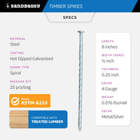 8 inch landscape timber spikes - specs