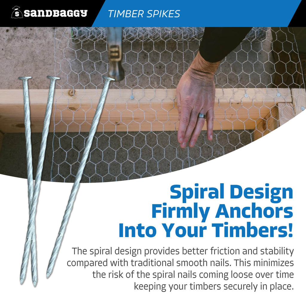 8 inch landscape timber spikes - spiral nails