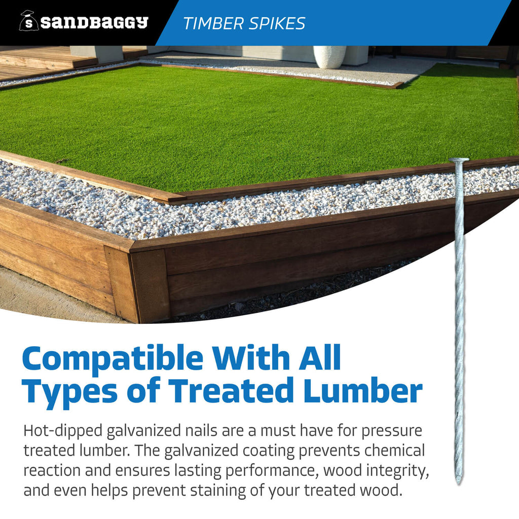 8 inch landscape timber spikes - compatible with treated lumber