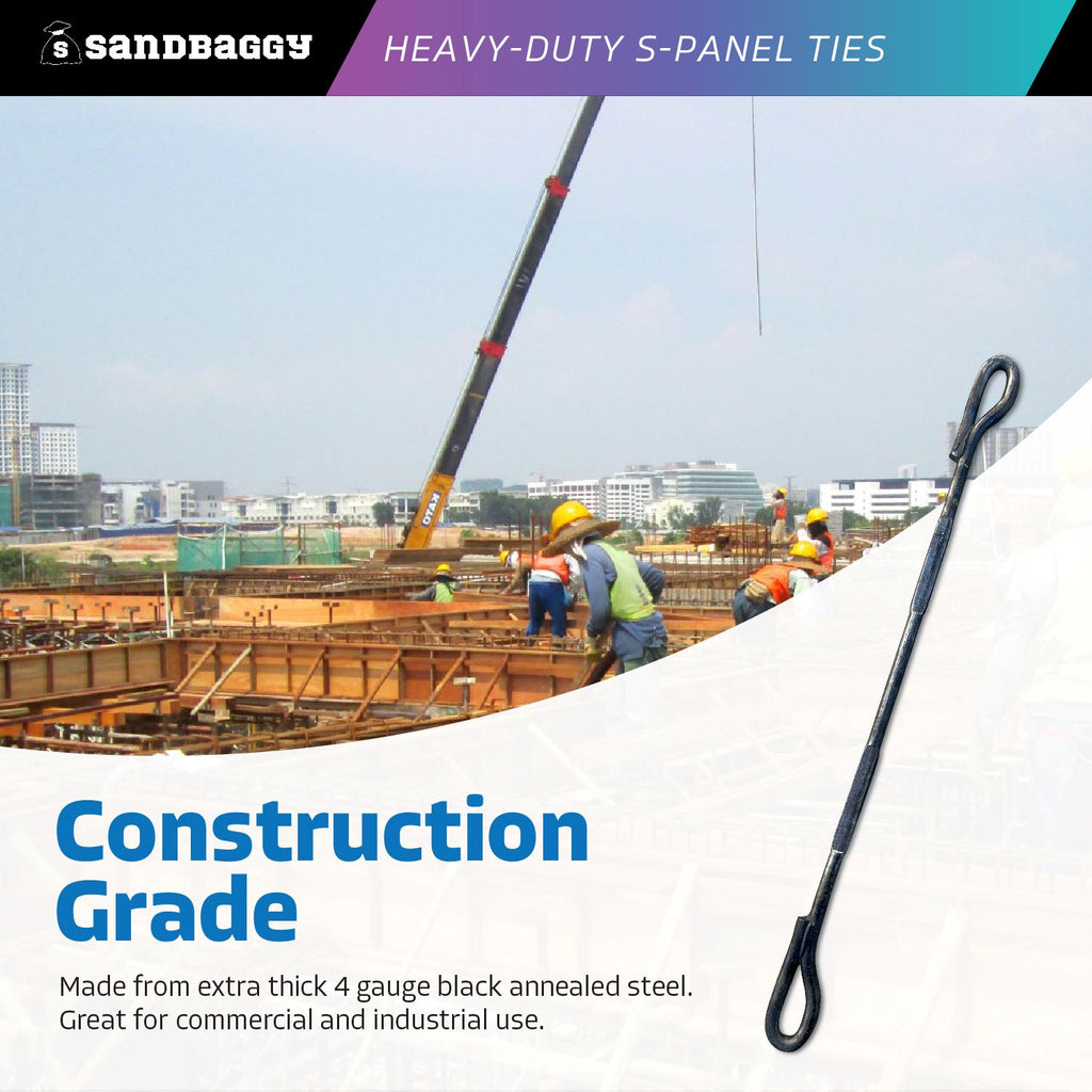 heavy duty 8" concrete loop ties - 4 gauge steel
