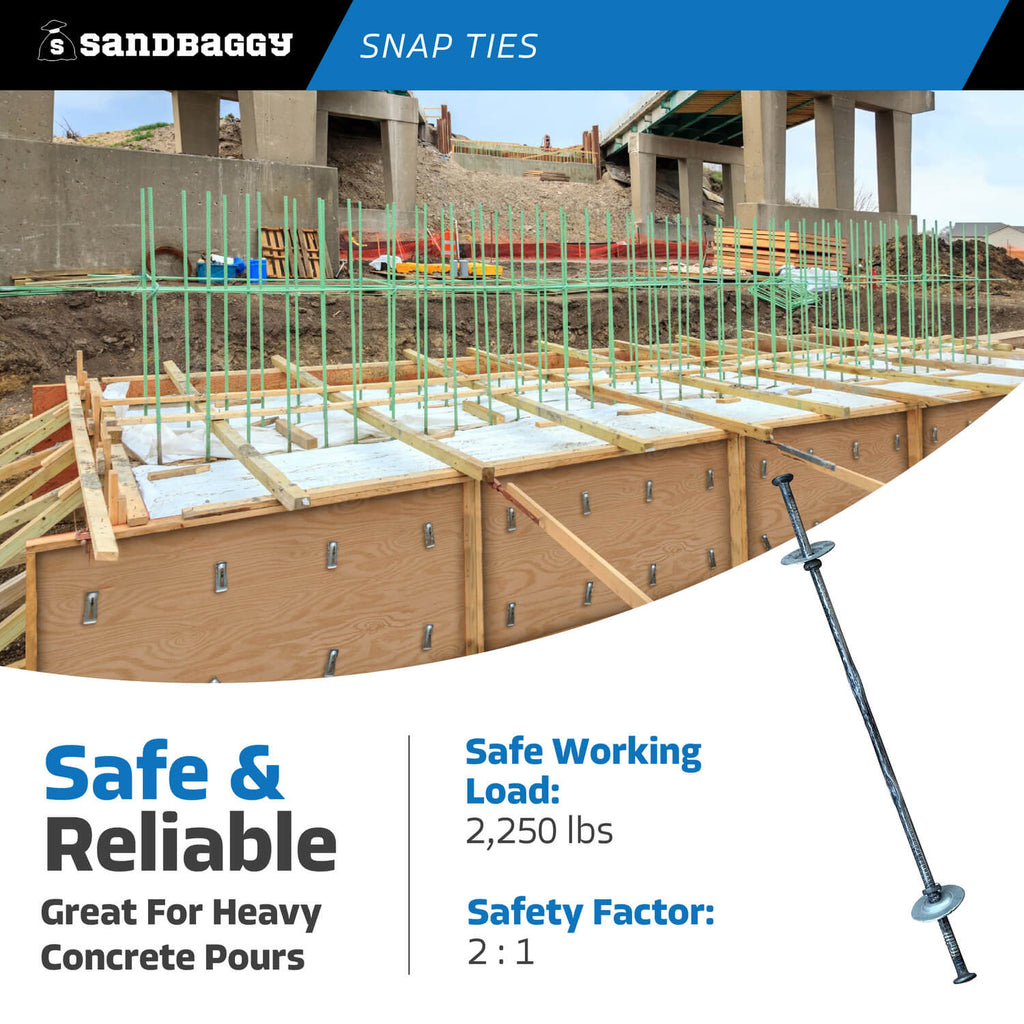 mini end snap ties for heavy concrete pours