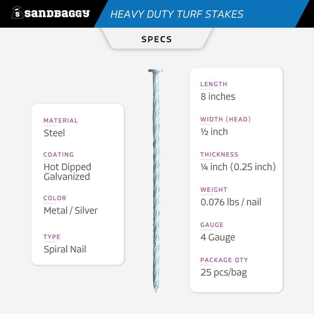 8 inch artificial turf nails - specs