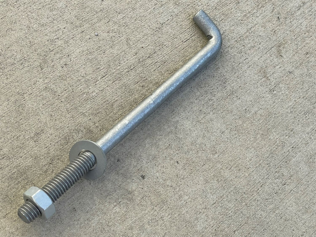 1/2" x 8" Threaded Concrete Anchor L-Bolts (Nuts & Washers Included) - Galvanized