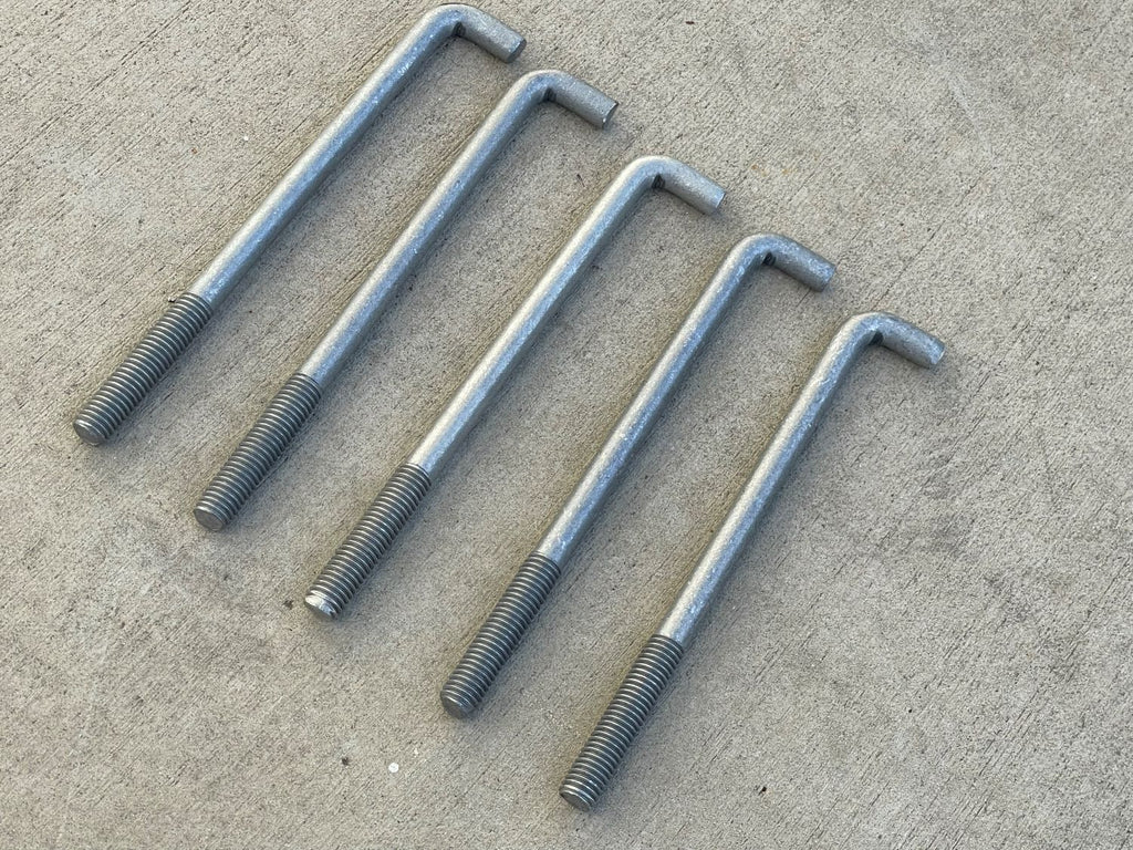 1/2" x 8" Threaded Concrete Anchor L-Bolts (Nuts & Washers Included) - Galvanized