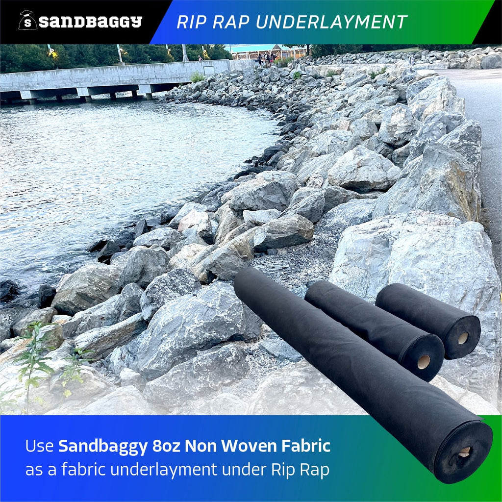 Geotextile Riprap 8 oz Non-Woven Geotextile Fabric (300 ft roll) - USA Made – Sandbaggy