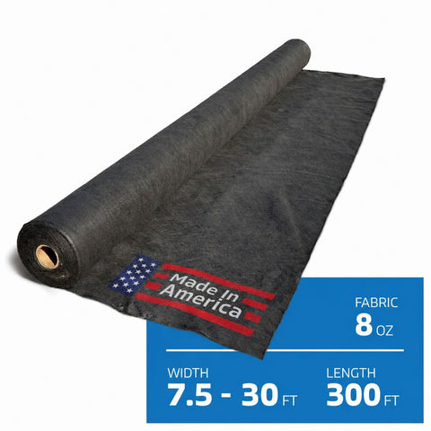 7.5 ft - 30 ft x 300 ft 8 oz non woven geotextile landscape fabric roll