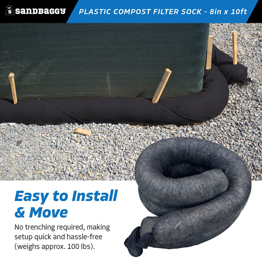 plastic compost filter sock - install