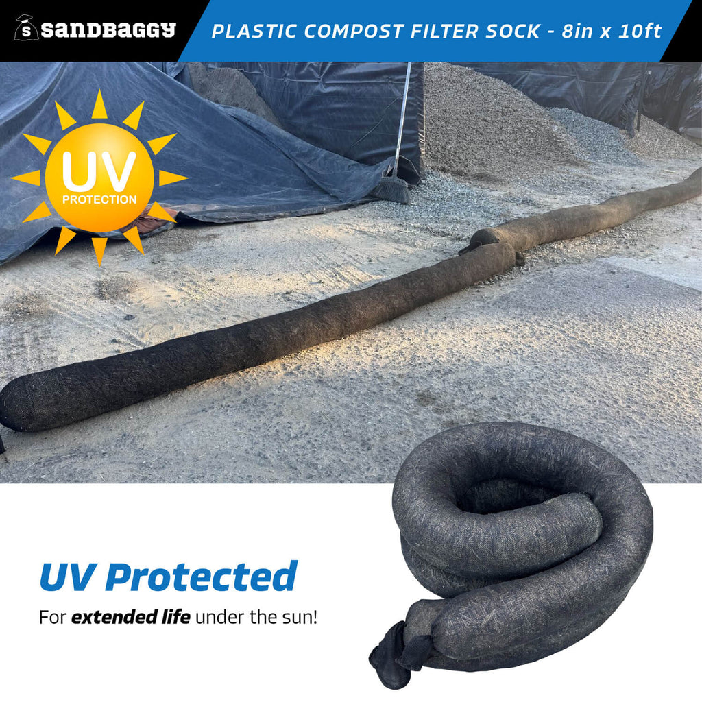 plastic compost filter sock - uv protected