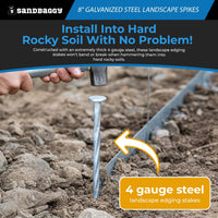 8 in. Galvanized Spiral Landscape Edging Spikes - 4 Gauge Steel